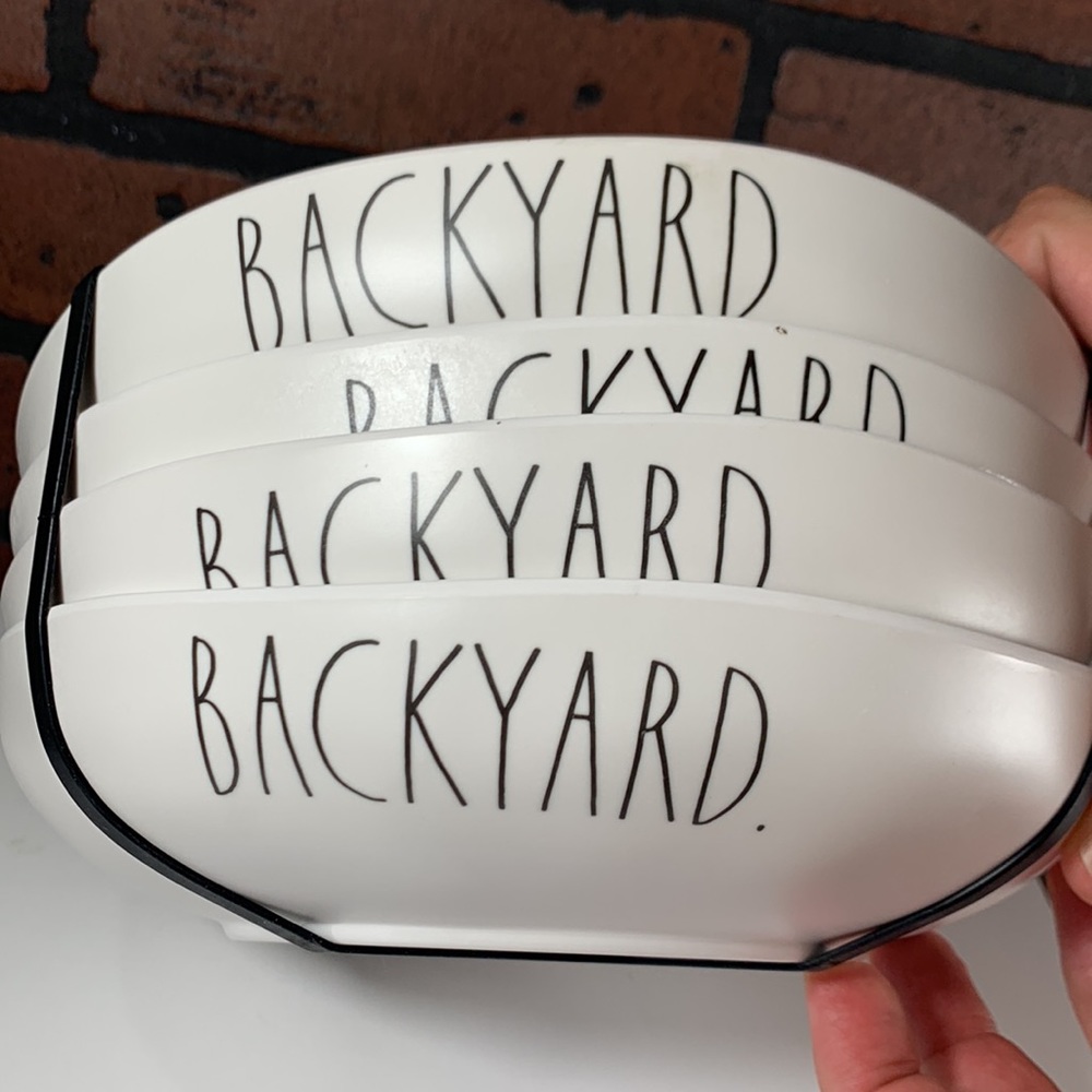 Sealed Net - Rae Dunn set of 4 melamine dinner bowls BACKYARD